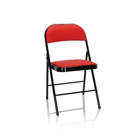 hjh OFFICE 803003 Klappstuhl gepolstert TUDELA Kunstleder Rot Besucherstuhl Faltstuhl klappbar, bis 130kg belastbar