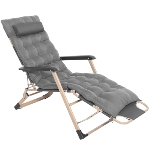 SPRINGOS Klappbare Gartenliege mit Kopfstütze & Fußstütze – Wetterfeste Sonnenliege für Garten, Balkon & Terrasse – Verstellbarer Liegestuhl mit Sitzkissen und Armlehnen, 66 x 137 x 92 cm