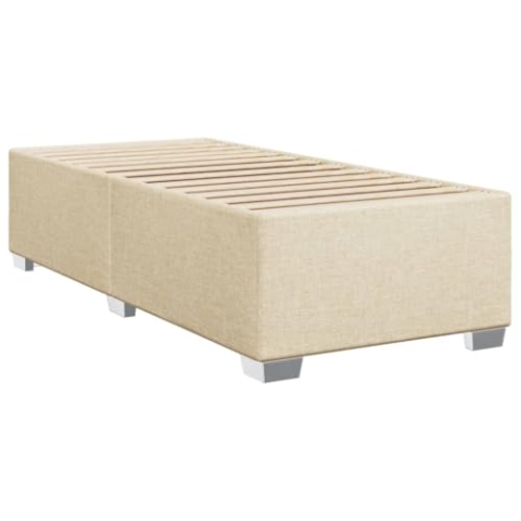 vidaXL Bettgestell, Bett mit Bettfüße Lattenrost, Polsterbett für Schlafzimmer, Einzelbett Bettrahmen, Modern, Creme 90x190cm Stoff