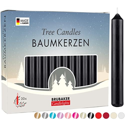 BRUBAKER 100er Pack Baumkerzen Wachs - Weihnachtskerzen Pyramidenkerzen Christbaumkerzen - Schwarz