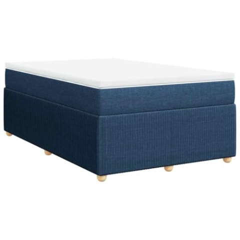 vidaXL Boxspringbett, Polsterbett Bett mit Matratze Matratzenauflage, Bettgestell mit Lattenrost, Doppelbett für Schlafzimmer, Blau 120x200cm Stoff