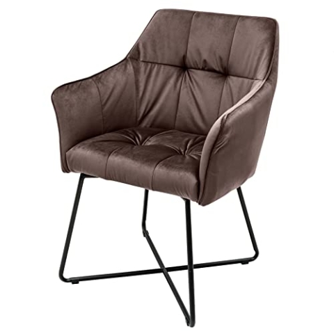 riess-ambiente.de Stuhl LOFT Samt Taupe braun mit Armlehne