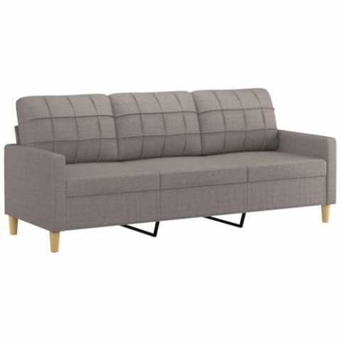 vidaXL Sofa 3 Sitzer, Couch für Wohnzimmer, Polstersofa mit Metallgestell, Loungesofa Sitzmöbel Stoffsofa Dreisitzer Wohnzimmersofa, Taupe Stoff