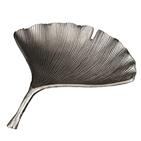 riess-ambiente.de Dekorative Schale Ginkgo 42cm Silber Handmade Metall