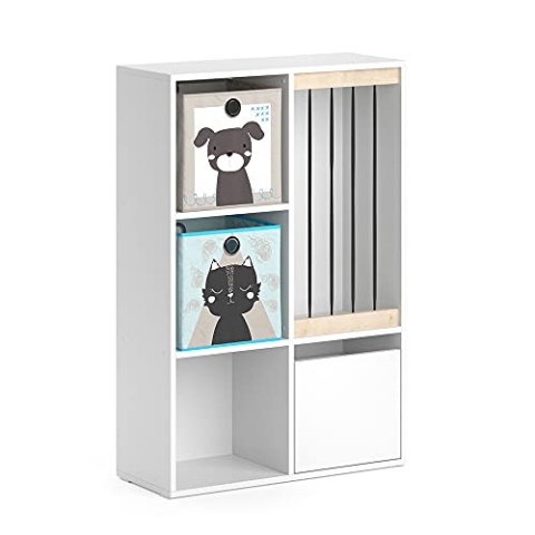Vicco Kinderregal Luigi, Spielzeugregal für Faltboxen, Weiß, 72 x 107.8 cm mit 2 Faltboxen Opt.4