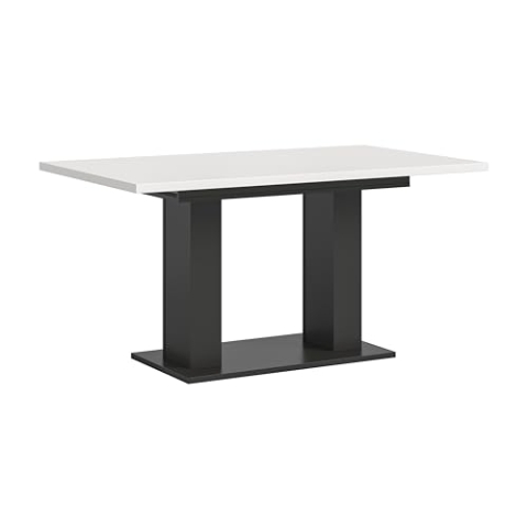 xonox.home Tisch Motion X4AH6T76 Ausziehbarer Esstisch in weiß Nb. und grau Nb. mit Doppelsäulen-Fußgestell, ca. 150-190x76x90 cm