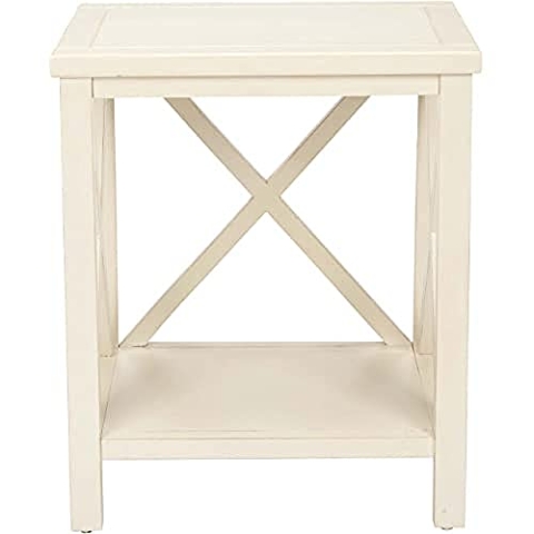 SAFAVIEH Contemporary Wooden Accent Table, in White, 34 X 46 X 54.61