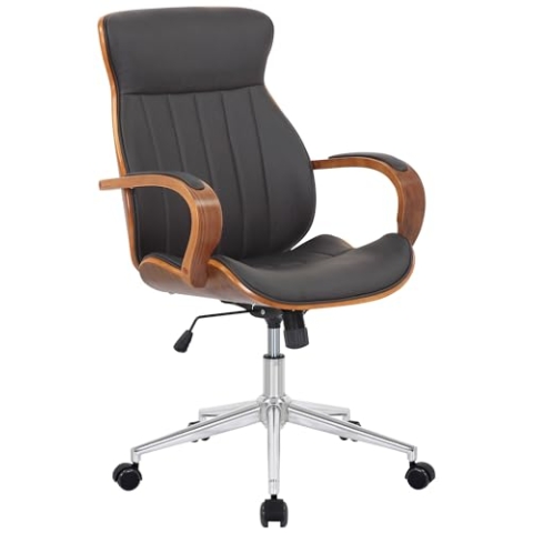 CLP Bürostuhl Melilla Kunstleder I Ergonomischer Stuhl I Komfortables Sitzen I 360 Drehfunktion, Wippfunktion I Für Arbeit Und Home-Office, Farbe:walnuss/braun