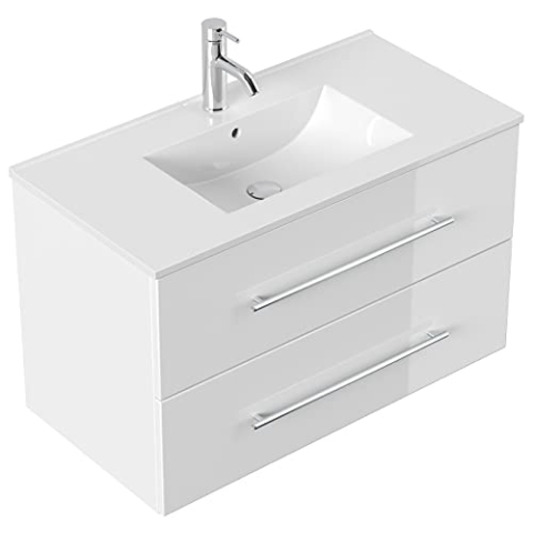 Posseik Homeline Badmöbel, 16 mm MDF, weiß Hochglanz, One Size