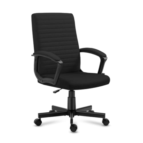 MARK ADLER Boss 2.5 Black | Ergonomischer Bürostuhl Chefsessel Drehsessel Computerstuhl Stuhl | Gepolsterter Armlehne | Höhenverstellbar | bis 130 kg belastbar | Homeoffice Büro | Stoff | Schwarz