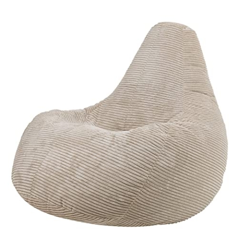 Icon Dalton Sitzsack Cord, Beige, Gaming Sitzsack Erwachsene mit Füllung, Bean Bag, Cord Sessel, Lounge Sessel, Lounge Stuhl, Schlafzimmer, Wohnzimmer, Wohnzimmer Möbel