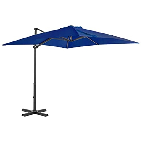 vidaXL Ampelschirm mit Aluminium-Mast Kurbelsystem Sonnenschirm Gartenschirm Marktschirm Strandschirm Kurbelschirm Schirm Azurblau 250x250cm