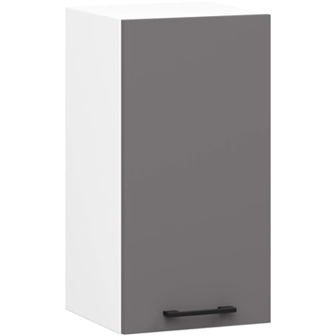 AKORD | Küchenhängeschrank - Oliwia W30 | 2 Regalböden & 1 Tür Küche Schrank | Einbauküche Küchenzeile Küchenmöbel Küchenschränke | Laminierte Platte | 30 x 30 x 58 cm | Weiß & Graphitgrau