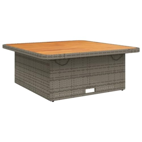 vidaXL Gartentisch, Outdoor Tisch mit Verstellbarer Tischplatte, Couchtisch mit Stahlrahmen, Esstisch Gartenmöbel, Grau Poly Rattan Akazienholz