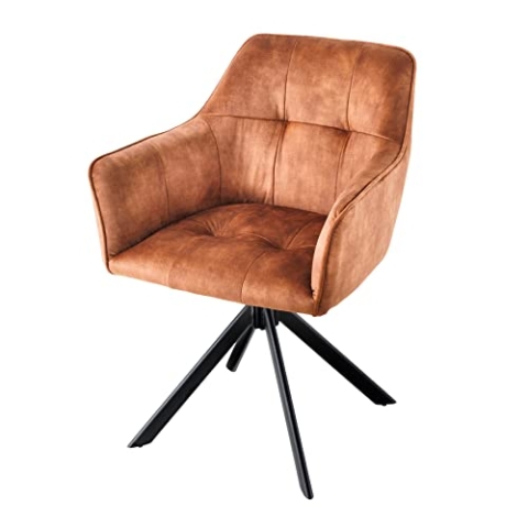 Riess Ambiente Design Stuhl LOFT rost braun Samt drehbar Metallgestell schwarz mit Armlehne