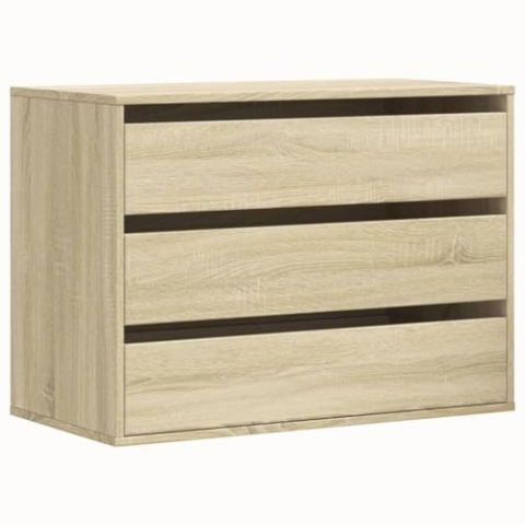 vidaXL Kommode, Sideboard mit 3 Schubladen, Schubladenschrank Schrank für Wohnzimmer, Anrichte Flurschrank Beistellschrank, Sonoma-Eiche Holzwerkstoff
