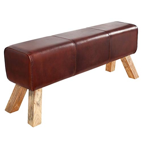 invicta INTERIOR Design Sitzbank TURNBOCK mit Echtleder Bezug 120 cm Kult Schulsport Bank Leder
