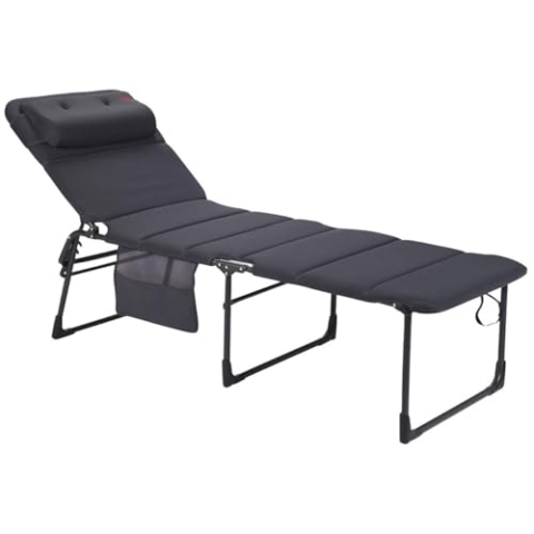 Crespo Sonnenliege Liegestuhl AP363 XL Air Deluxe Camping Garten Liege Alu 140kg Grau