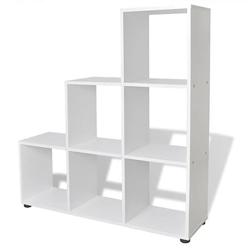 vidaXL Treppenregal Bücherregal Raumteiler Stufenregal Aktenregal 107 cm weiß