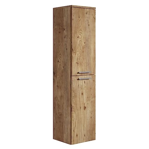 Badezimmer Badschrank Saturnus 130cm Eiche Kastanie - Regal Schrank Hochschrank Schrank Möbel