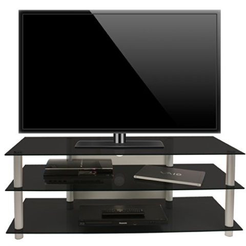 VCM TV Möbel | Lowboard | Kabelführung | Maße H. 45 x B. 112 x T. 40 cm | Fernseh Möbel - Zumbo Schwarzglas