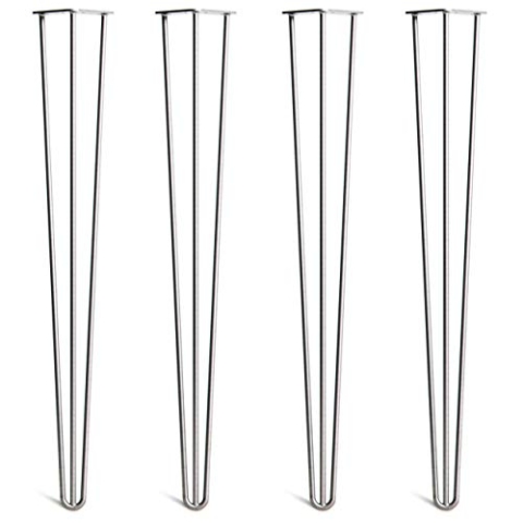 The Hairpin Leg Co. 4X Haarnadel-Tischbeine: Doppel-Schweiß Stahl, Schrauben, Anleitung, Schutzfüße. Klassischer 10mm 3 Stangen Stil. 86cm Zink