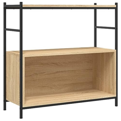 vidaXL Bücherregal, Standregal mit verstellbaren Beinen, Lagerregal für Wohnzimmer, Aufbewahrungsregal Büroregal, Industrie Stil, Sonoma Eiche Holzwerkstoff Eisen
