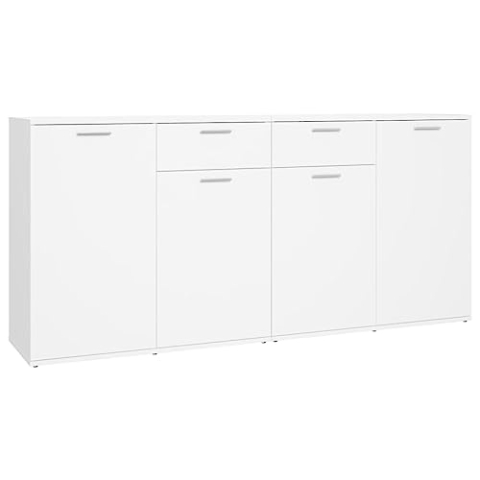 vidaXL Sideboard mit 4 Türen 2 Schubladen Kommode Anrichte Mehrzweckschrank Beistellschrank Schrank Standschrank Weiß 160x36x75cm Holzwerkstoff