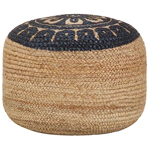 vidaXL Sitzpuff Pouf Sitzpouf Puff Sitzkissen Sitzhocker Fußhocker Hocker Fußbank Ottoman Fußbank Fußschemel Handgefertigt Blau 45x30cm Jute
