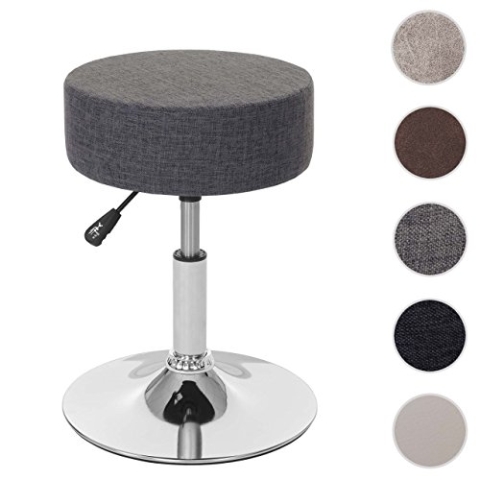 Mendler Hocker HWC-C22, Sitzhocker Schminkhocker, höhenverstellbar Ø 35cm - Textil, dunkelgrau