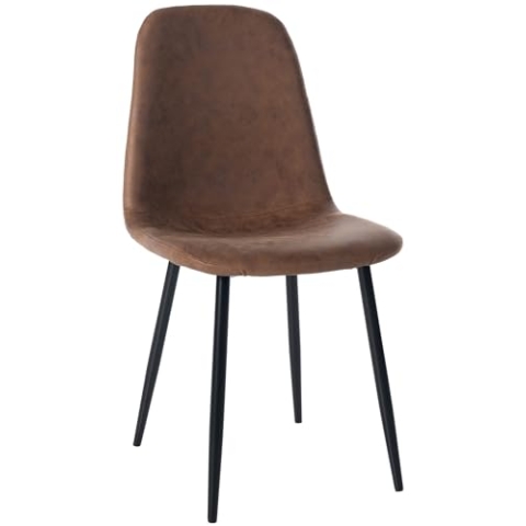 CLP Esszimmerstuhl Napier I Samt I Stoff I Kunstleder I Mit Bodenschonern, Farbe:braun, Material:Vintage Kunstleder