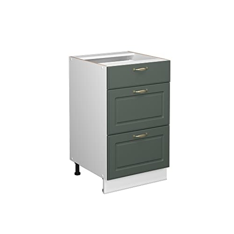 Vicco Küchenunterschrank Fame-Line, Grün-Gold Landhaus/Weiß, 50 cm ohne Arbeitsplatte