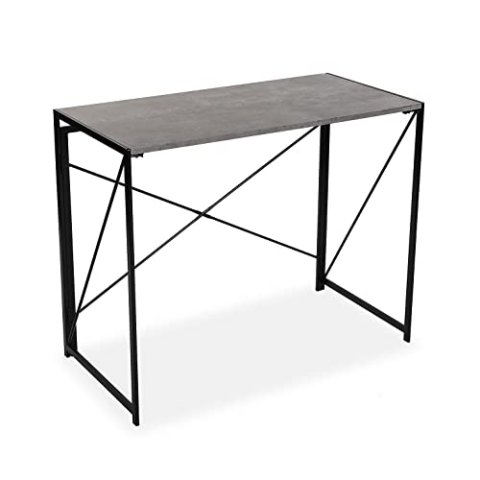 Versa Jack Schreibtisch für den Computer, Arbeitstisch Kompakter Tisch Büro, Klappbar, Maßnahmen (H x L x B) 74 x 45 x 90 cm, Holz und Metall, Farbe: Grau