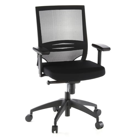hjh OFFICE 657230 Profi Bürostuhl Porto Base Stoff/Netz Schwarz Drehstuhl ergonomisch, Armlehnen & Lordosenstütze verstellbar