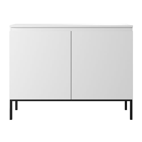 Selsey Kommode Schrank Aufbewahrungsschrank 100 cm 2 Türen 4 Fächer Weiß Schwarze Beine Bemmi
