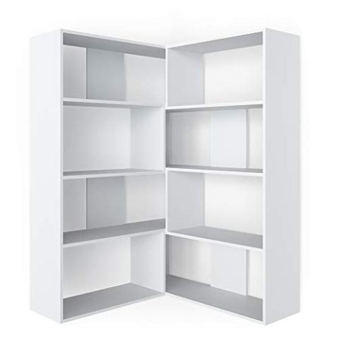 Vicco Eckregal Laine, stehendes Bücherregal, Weiß, 170 x 142 cm