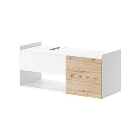 Vicco Waschbeckenunterschrank Alf, Weiß/Eiche, 105 x 45 cm mit 2 Schubladen