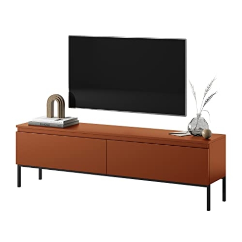 Selsey Bemmi TV-Lowboard TV-Schrank stehend, Ziegelrot mit Metallbeinen, 150 cm