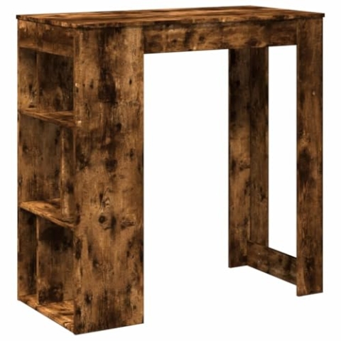 vidaXL Bartisch, Stehtisch mit Regal, Tresentisch für Küche Wohnzimmer Esszimmer, Küchentisch Loungetisch Bistrotisch, Räuchereiche Holzwerkstoff