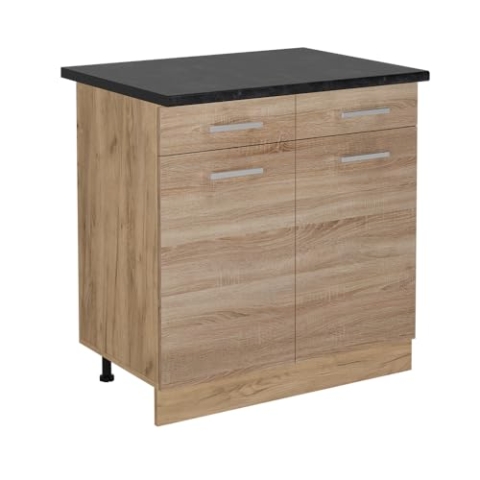 Vicco Küchenunterschrank R-Line, Schubladenschrank für die Küche, Sonoma, 80 cm, AP Anthrazit