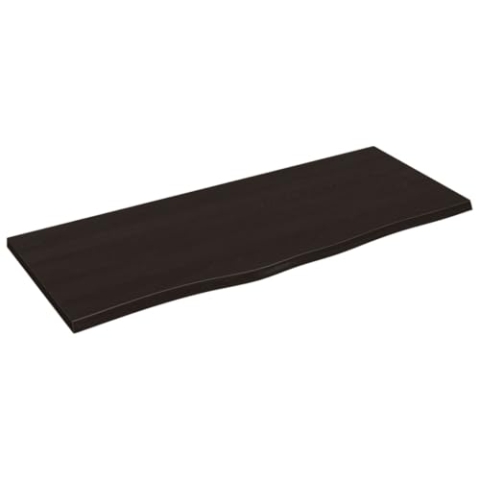 vidaXL Waschtischplatte, Multifunktional Arbeitsplatte mit Naturkante, Waschtischkonsole Tischplatte für Badezimmer, Holzplatte Platte, Dunkelbraun 100x40x2 cm Massivholz Behandelt