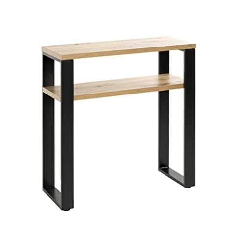 HAKU Möbel Konsole Eiche, schwarz, MDF, Metall - Maße: B 70 cm x H 75 cm x T 28 cm, Style: Modern