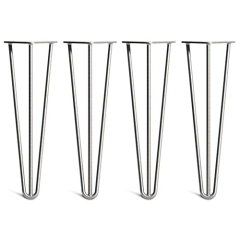 The Hairpin Leg Co. 4X Haarnadel-Tischbeine: Doppel-Schweiß Stahl, Schrauben, Anleitung, Schutzfüße. Klassischer 10mm 3 Stangen Stil. 40cm Klarlack