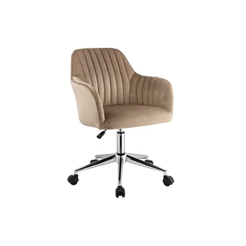 Vente-unique-Bürostuhl höhenverstellbar - Samt - Beige - Eleana