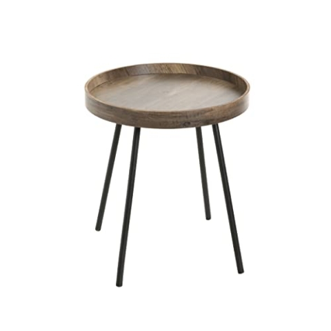 HAKU Möbel Beistelltisch, Eiche dunkel, schwarz, MDF, Metall - Maße: H 45 x Ø 40 cm, Style: Modern