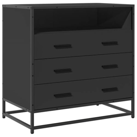 vidaXL Schubladenschrank Schwarz 70x41x70 cm Holzwerkstoff, Schubladenkommode, Lagerschrank, Aktenschrank, Sideboard mit Schubladen, Schrank