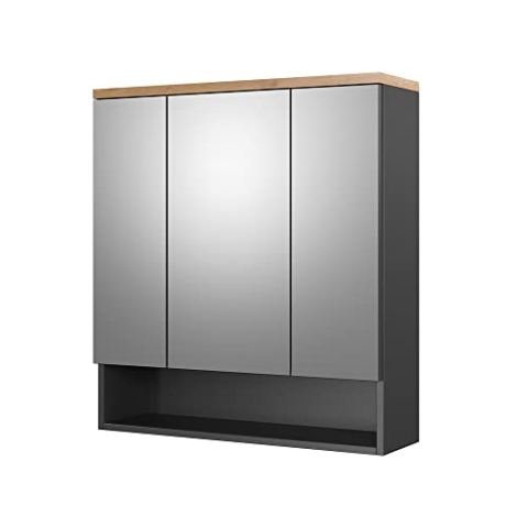 Vicco Badspiegelschrank Eden, Badezimmerspiegel, Anthrazit/Artisan-Eiche, 70 x 77 cm