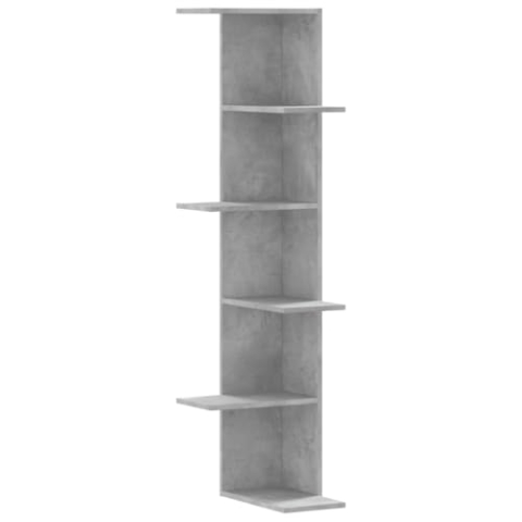 vidaXL Wand Eckregal, Wandregal Regal Dekorativ, Bücherregal Schweberegal für Wohnzimmer Schlafzimmer, Hängeregal Wandboard, Betongrau Holzwerkstoff