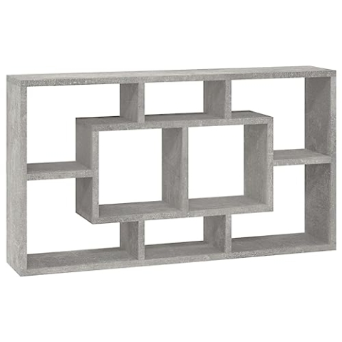 vidaXL Wandregal mit 8 Fächern Bücherregal Hängeregal Wandboard Regal Schweberegal Wohnzimmerregal Wandablage Ausstellungsregal Betongrau