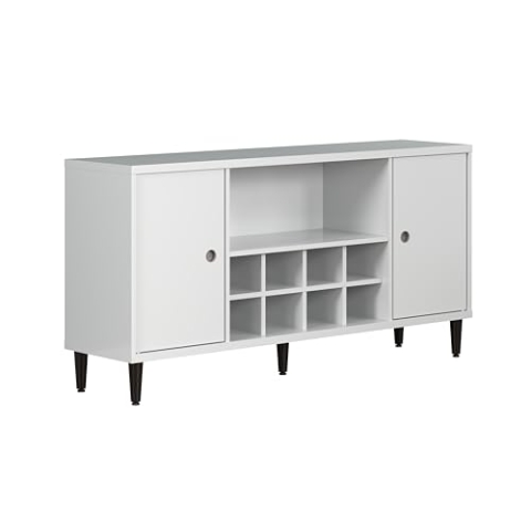 trendteam smart living - Werkzeuglose Montage - Wechselbare Türen - Sideboard Kommode Schrank - Wohnzimmer - Evolution - Aufbaumaß (BxHxT) 136 x 70 x 36 cm - Farbe Weiß mit Dunkelbraun - 221687201